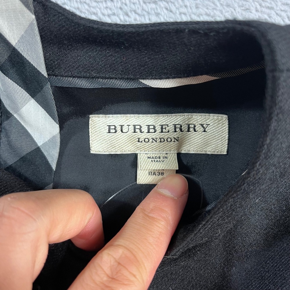 Burberry London Black Peplum Short Sleeve Button Front Dress Size 4 Italy - Picture 2 of 9
